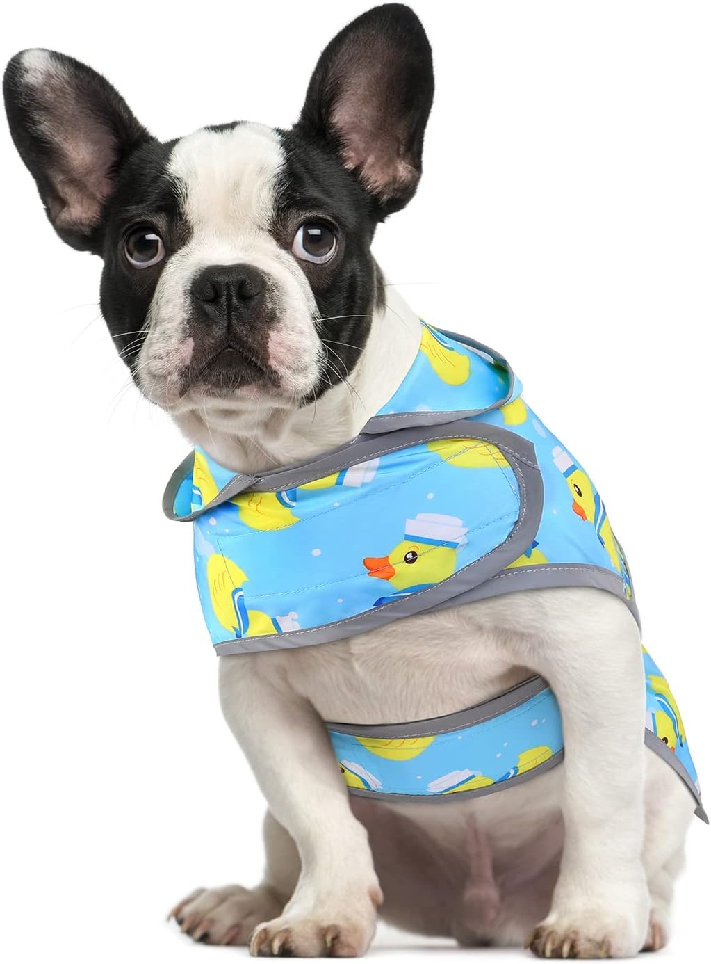 image:imageHDE Dog Raincoat with Clear Hood Rain Jacket Poncho for Small Medium Large Dogs Dinosaurs SSailor Ducks Blue