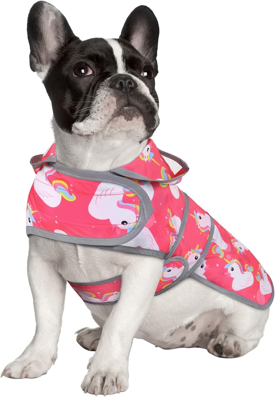 image:imageHDE Dog Raincoat with Clear Hood Rain Jacket Poncho for Small Medium Large Dogs Dinosaurs SUnicorn Ducks Pink