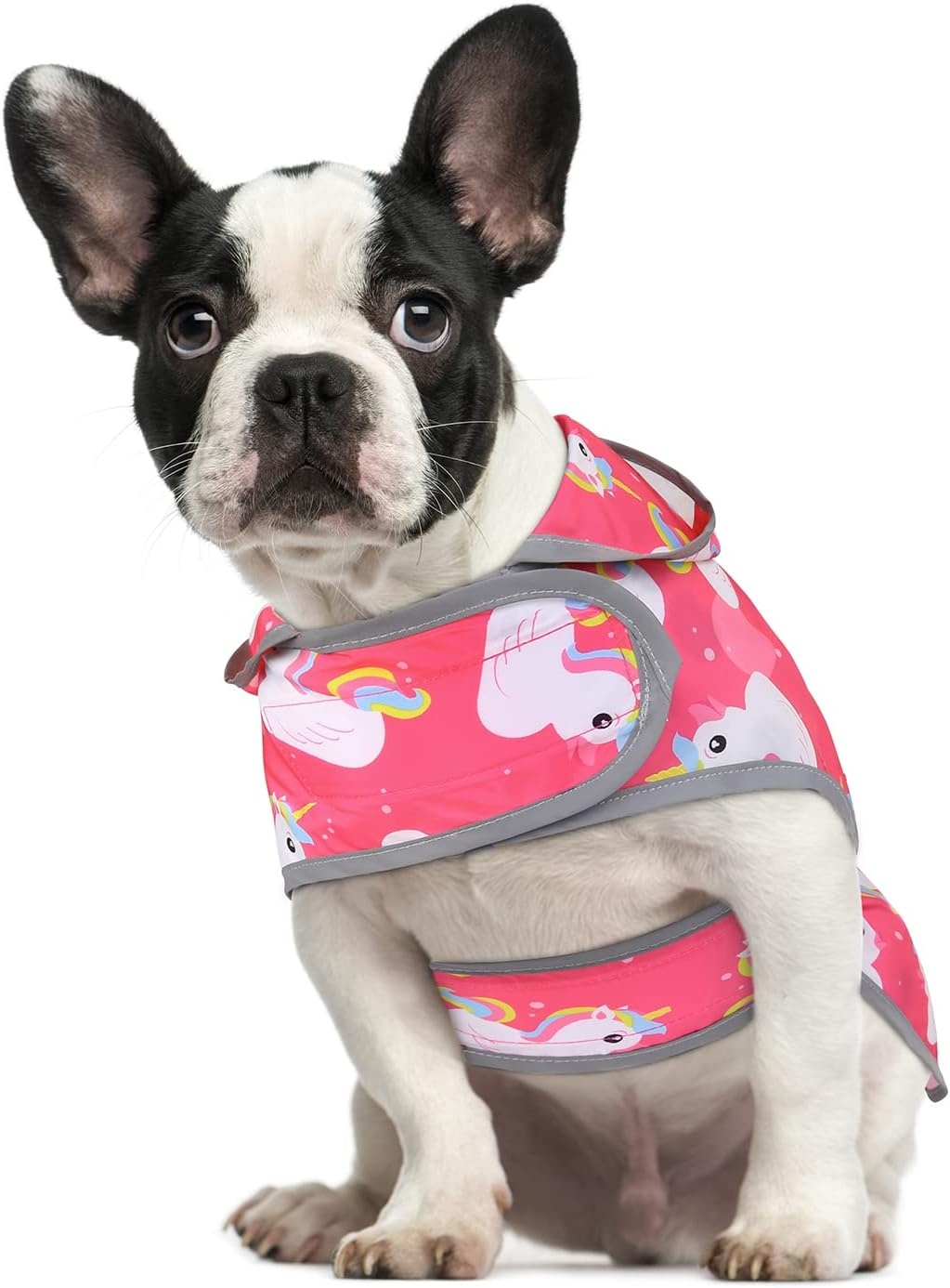 image:imageHDE Dog Raincoat with Clear Hood Rain Jacket Poncho for Small Medium Large Dogs Dinosaurs SUnicorn Ducks Pink