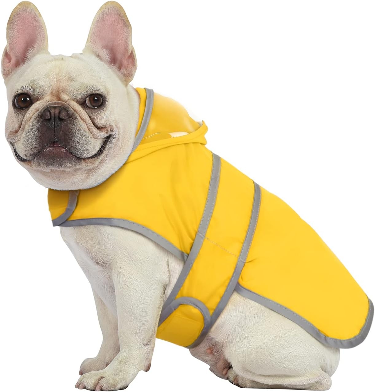 image:imageHDE Dog Raincoat with Clear Hood Rain Jacket Poncho for Small Medium Large Dogs Dinosaurs SYellow