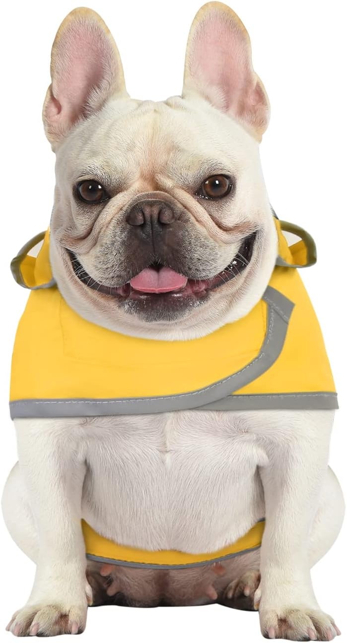 image:imageHDE Dog Raincoat with Clear Hood Rain Jacket Poncho for Small Medium Large Dogs Dinosaurs SYellow
