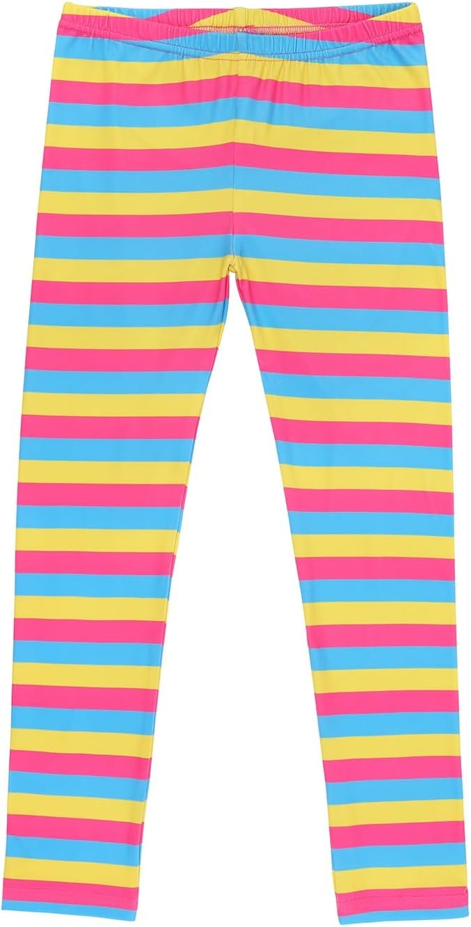 image:imageHDE Girls Leggings Holiday Stretchy Full Ankle Length Striped TightsCandy Stripes