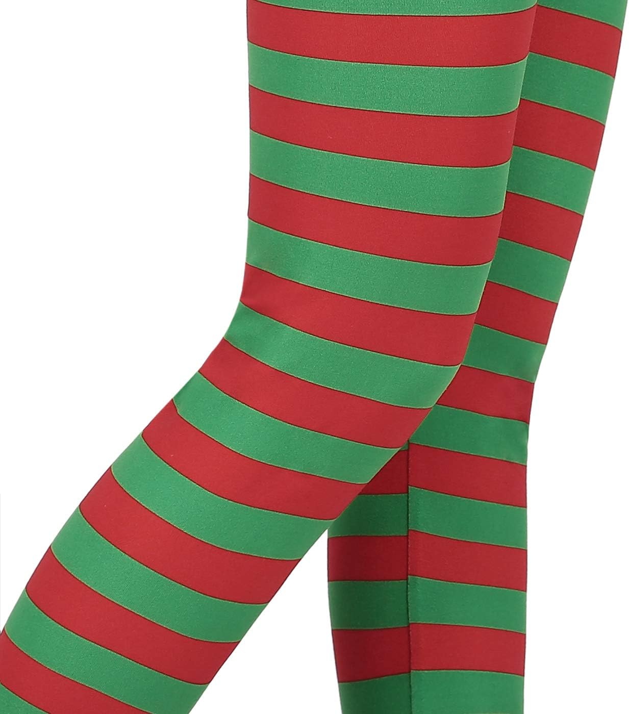 image:imageHDE Girls Leggings Holiday Stretchy Full Ankle Length Striped TightsRed and Green Holiday Stripes