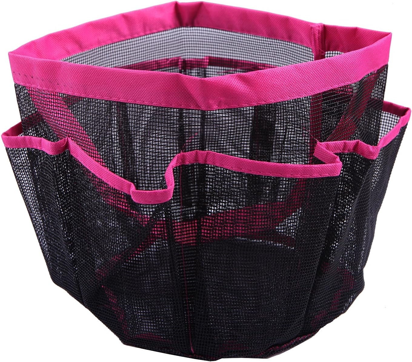 image:imageHDE Mesh Shower Caddy Portable Quick Dry Tote for College Camp Bath Dorm Essentials Large Center Storage Basket with 7 Outer Pockets amp Handles BlackPink
