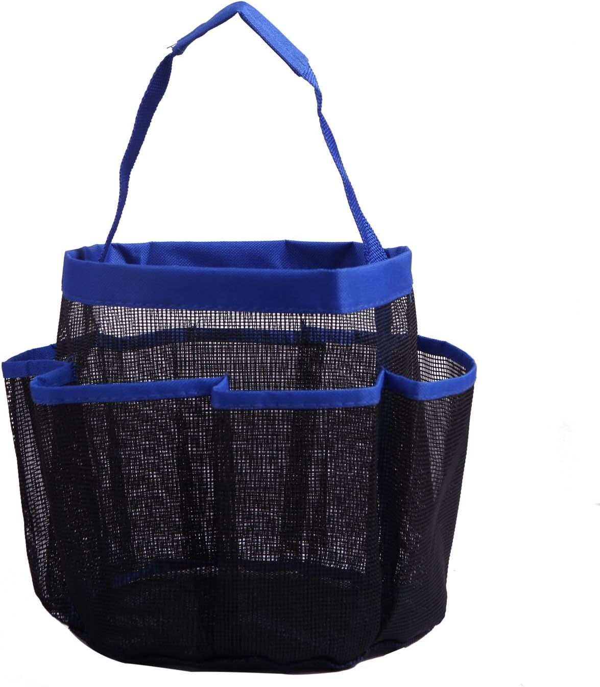 image:imageHDE Mesh Shower Caddy Portable Quick Dry Tote for College Camp Bath Dorm Essentials Large Center Storage Basket with 7 Outer Pockets amp Handles BlackBlue