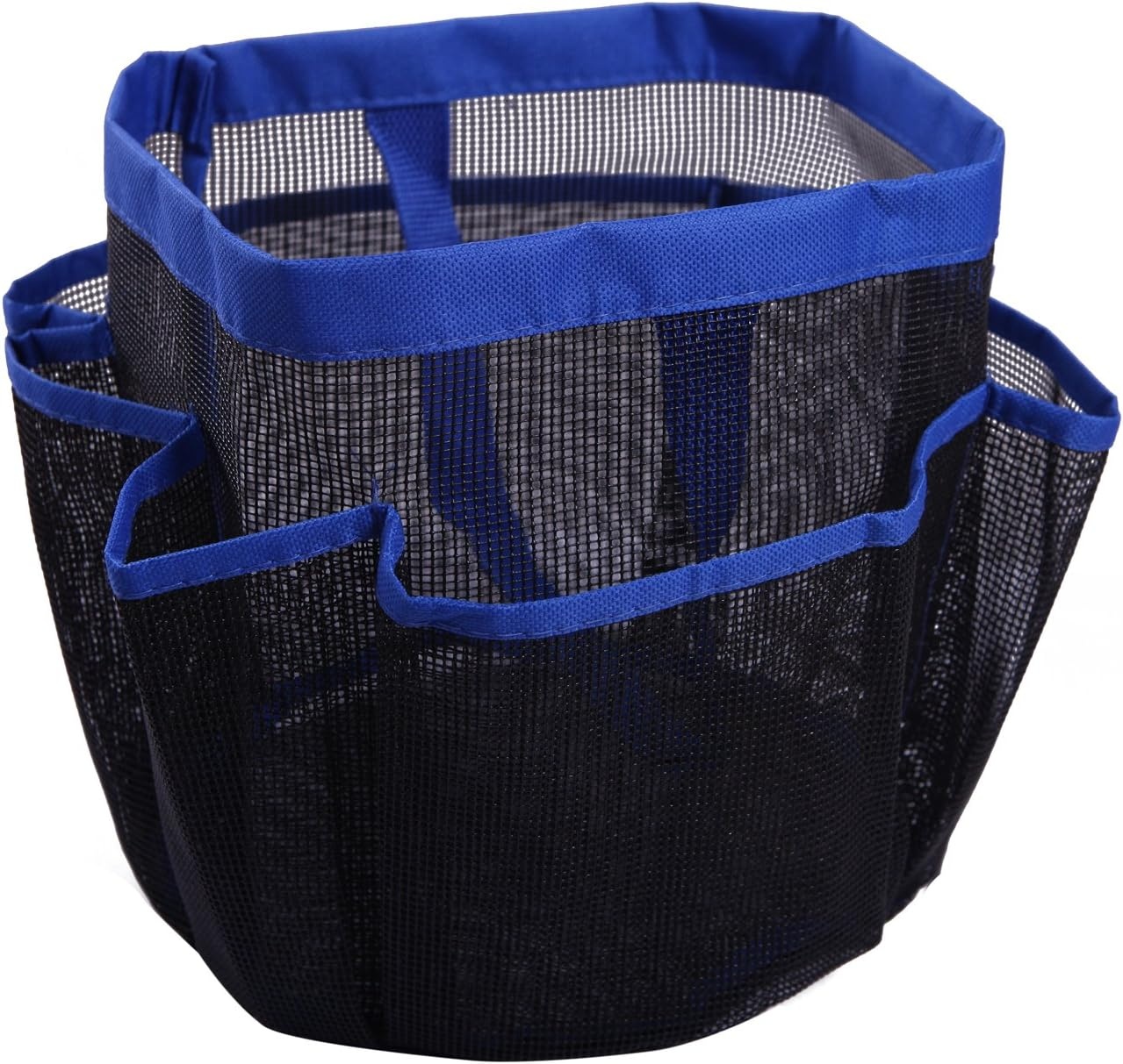 image:imageHDE Mesh Shower Caddy Portable Quick Dry Tote for College Camp Bath Dorm Essentials Large Center Storage Basket with 7 Outer Pockets amp Handles BlackBlue
