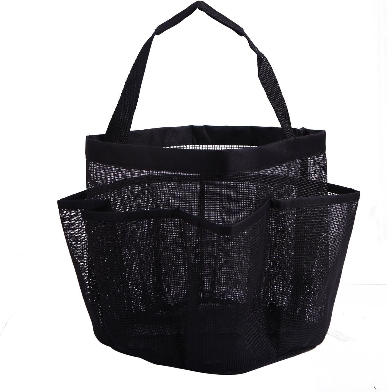 image:imageHDE Mesh Shower Caddy Portable Quick Dry Tote for College Camp Bath Dorm Essentials Large Center Storage Basket with 7 Outer Pockets amp Handles BlackBlack