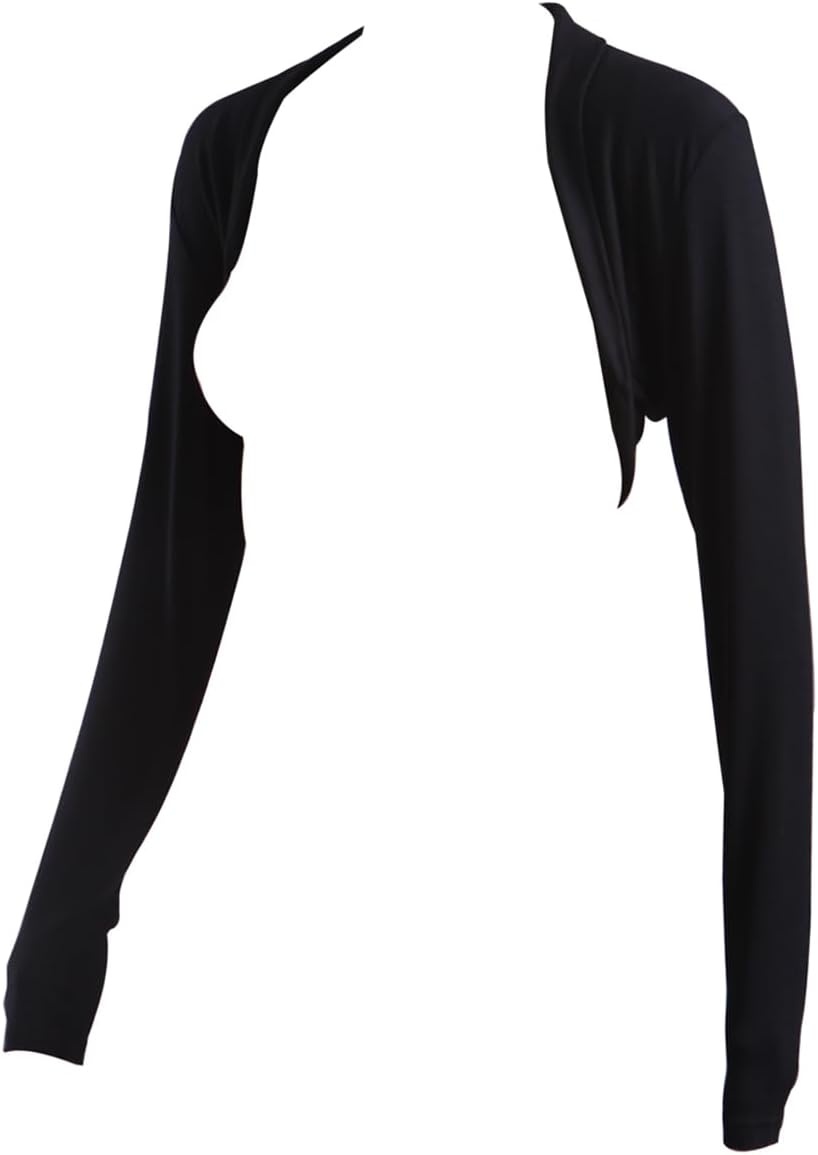 image:imageHDE Open Front Shrugs for Women Long Sleeve Bolero Cropped Cardigan Sweater S4XBlack