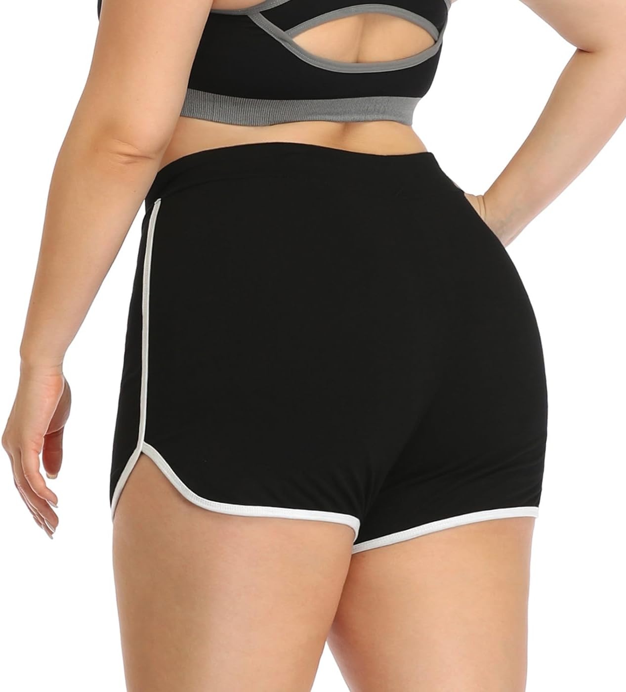 image:imageHDE Plus Size Dolphin Shorts for Women Running Workout Short Athletic BottomsBlack