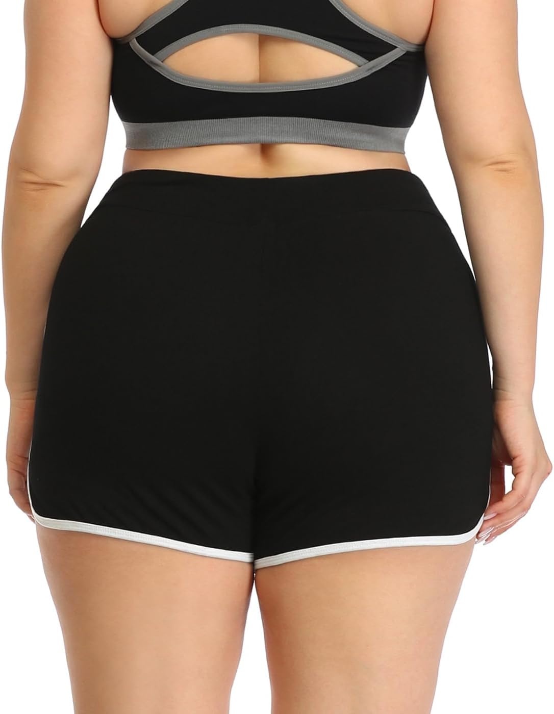 image:imageHDE Plus Size Dolphin Shorts for Women Running Workout Short Athletic BottomsBlack