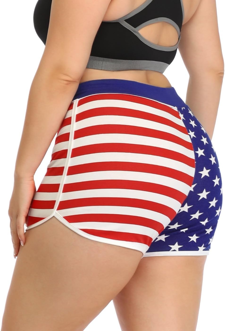 image:imageHDE Plus Size Dolphin Shorts for Women Running Workout Short Athletic BottomsUs Flag