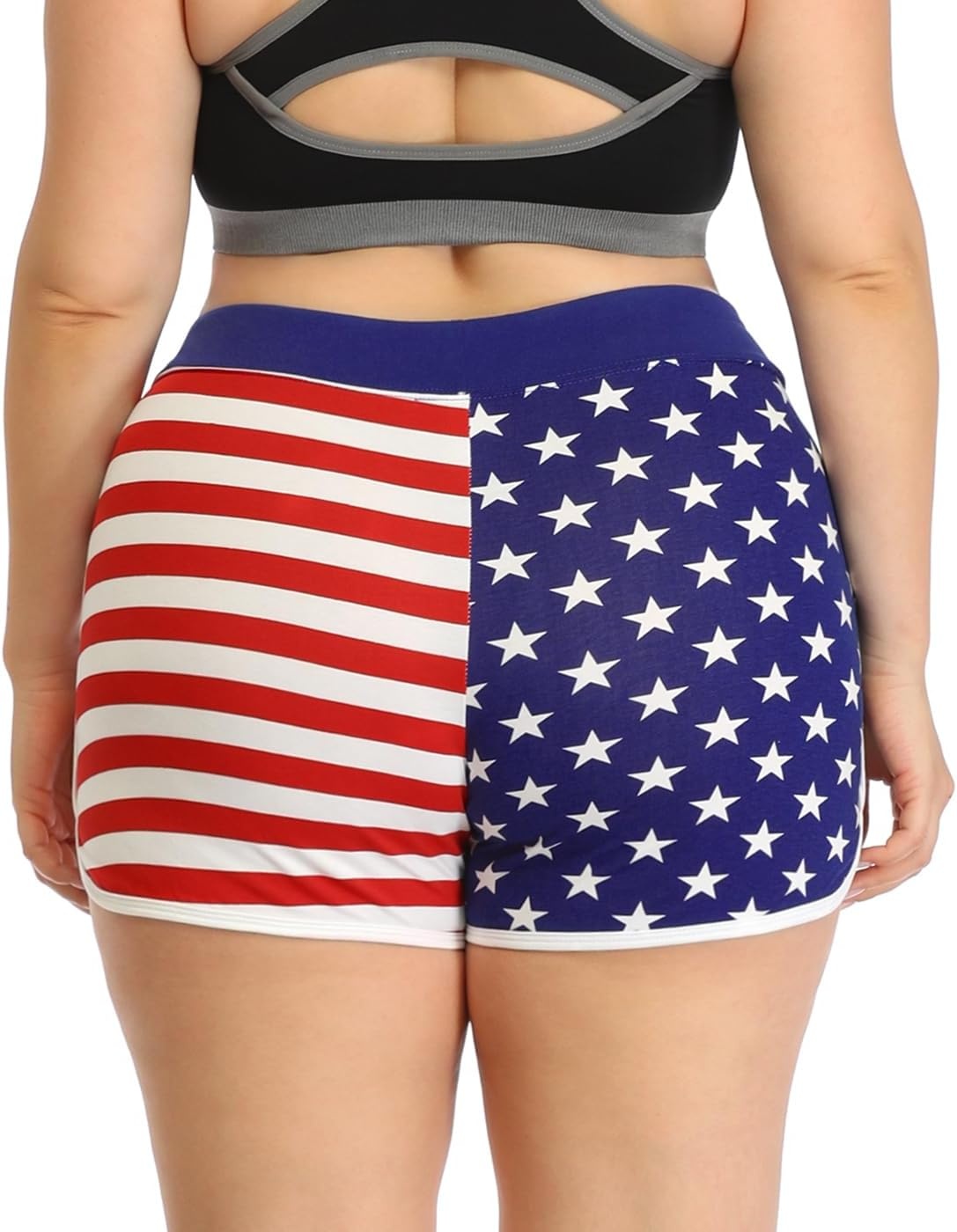 image:imageHDE Plus Size Dolphin Shorts for Women Running Workout Short Athletic BottomsUs Flag