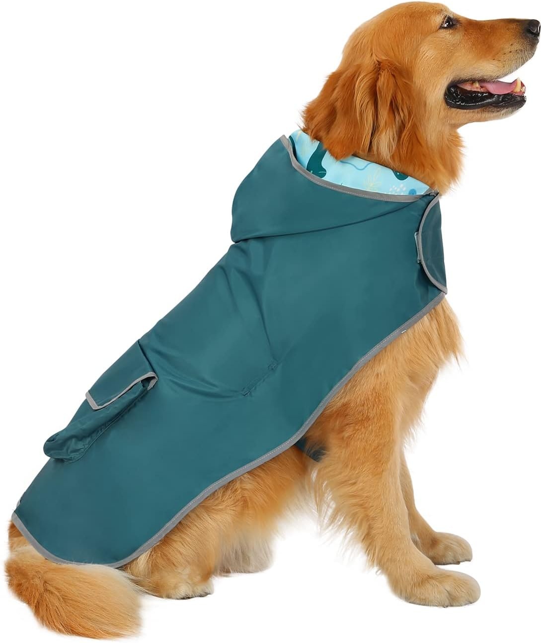 image:imageHDE Reversible Dog Raincoat Hooded Slicker Poncho Rain Coat Jacket for Small Medium Large Dogs Buffalo Plaid Red SDinosaurs
