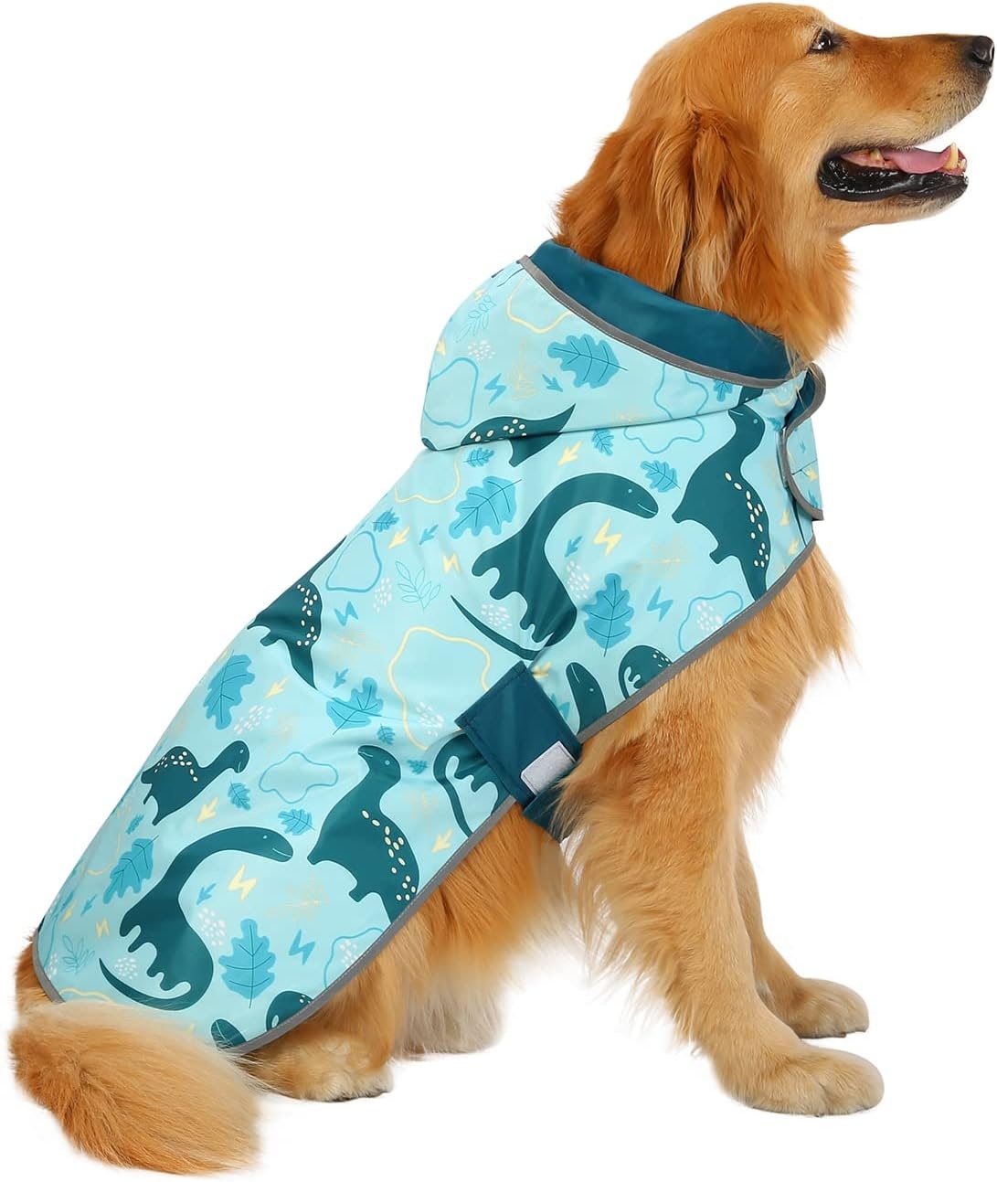 image:imageHDE Reversible Dog Raincoat Hooded Slicker Poncho Rain Coat Jacket for Small Medium Large Dogs Buffalo Plaid Red SDinosaurs