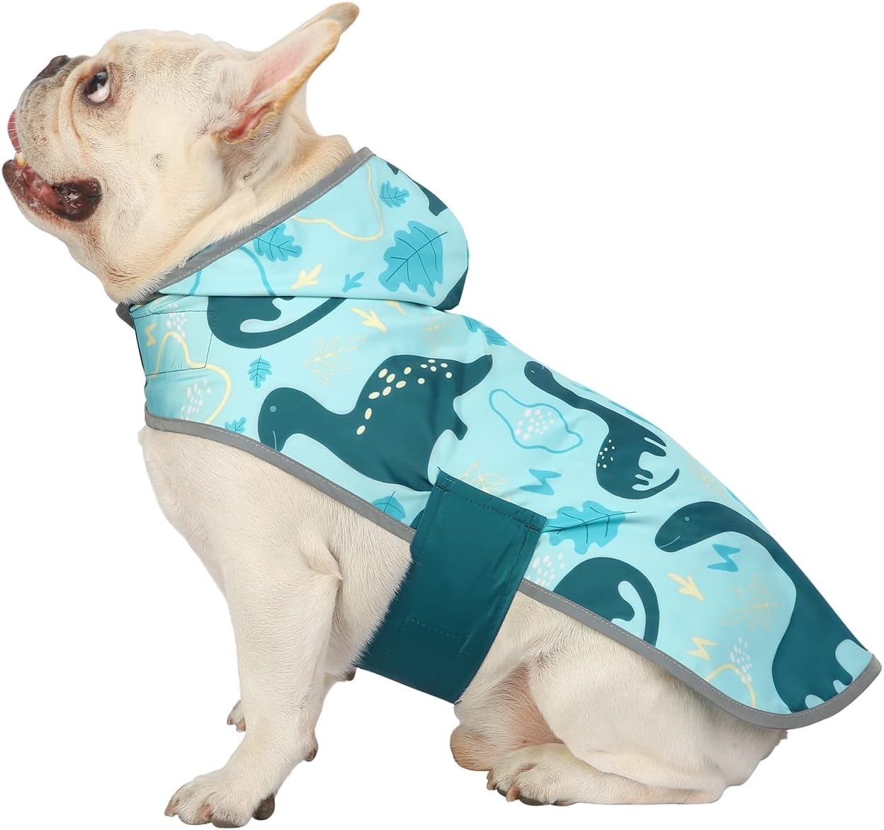 image:imageHDE Reversible Dog Raincoat Hooded Slicker Poncho Rain Coat Jacket for Small Medium Large Dogs Buffalo Plaid Red SDinosaurs