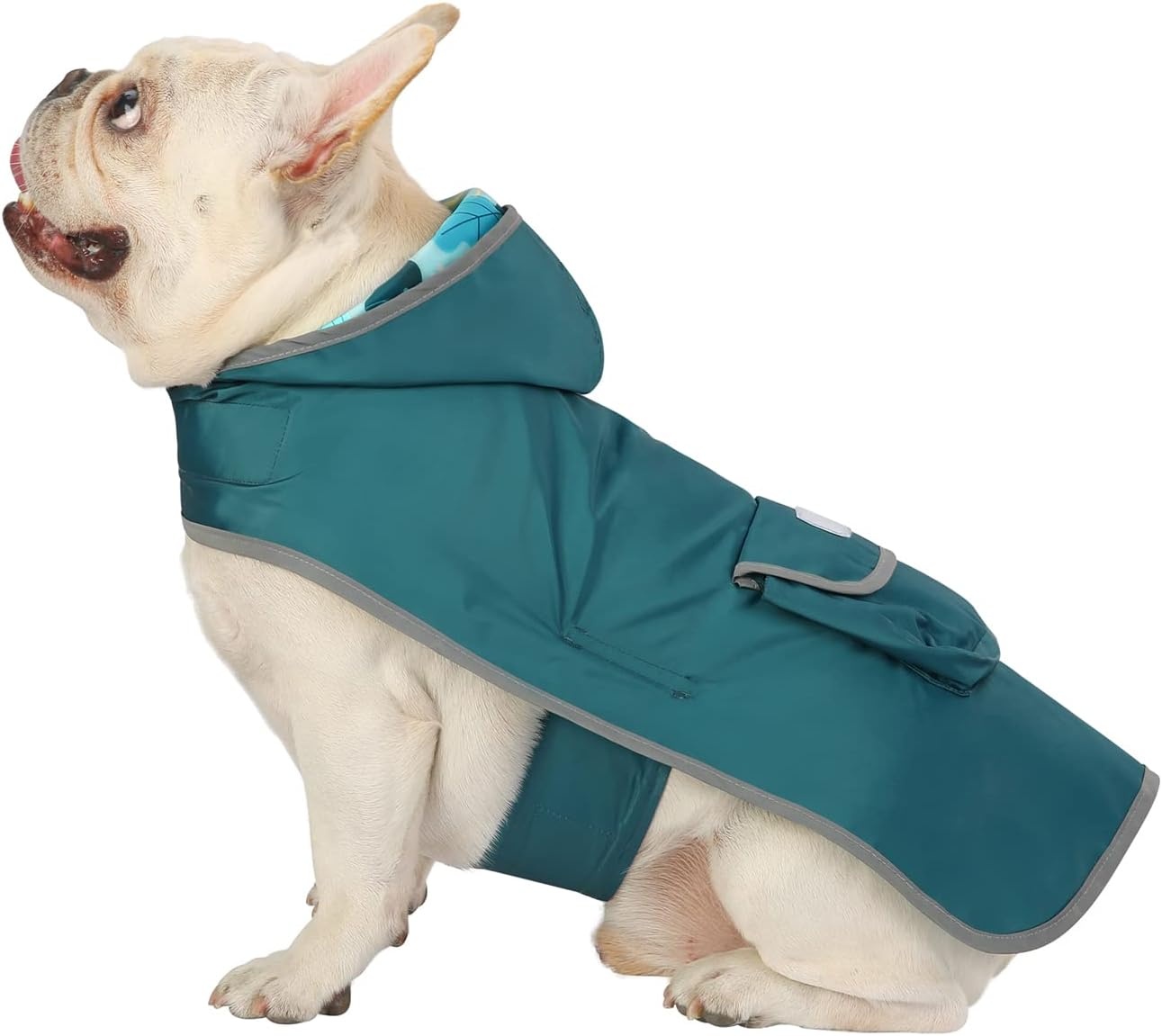 image:imageHDE Reversible Dog Raincoat Hooded Slicker Poncho Rain Coat Jacket for Small Medium Large Dogs Buffalo Plaid Red SDinosaurs