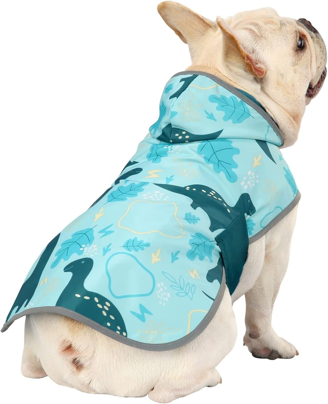 image:imageHDE Reversible Dog Raincoat Hooded Slicker Poncho Rain Coat Jacket for Small Medium Large Dogs Buffalo Plaid Red SDinosaurs