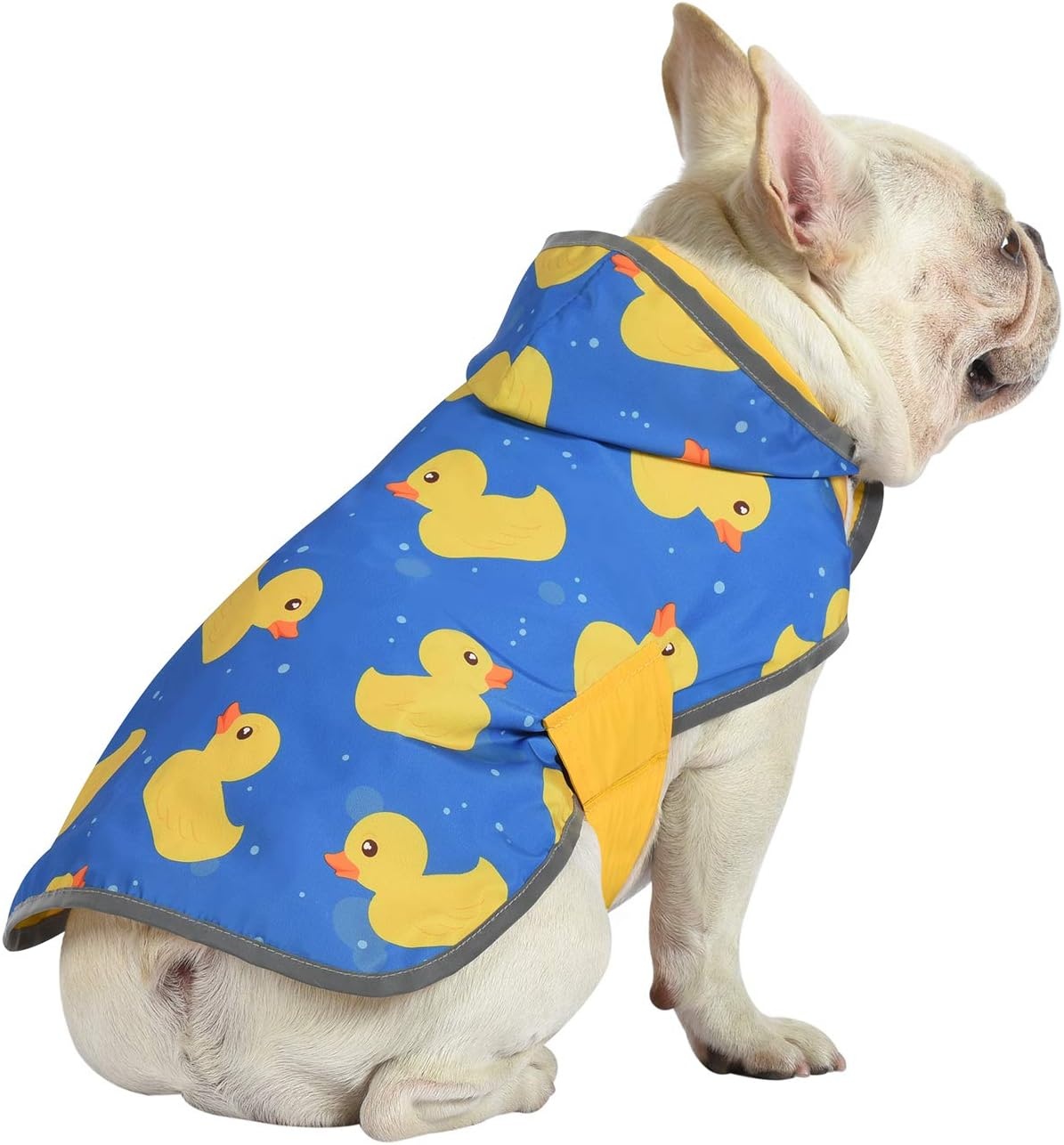 image:imageHDE Reversible Dog Raincoat Hooded Slicker Poncho Rain Coat Jacket for Small Medium Large Dogs Buffalo Plaid Red SDucks Yellow