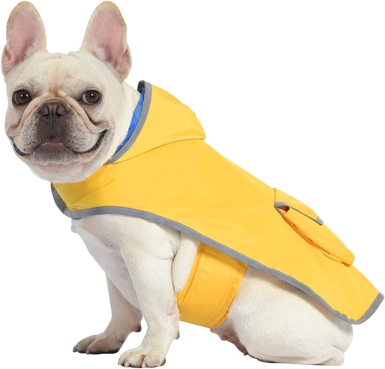 image:imageHDE Reversible Dog Raincoat Hooded Slicker Poncho Rain Coat Jacket for Small Medium Large Dogs Buffalo Plaid Red SDucks Yellow
