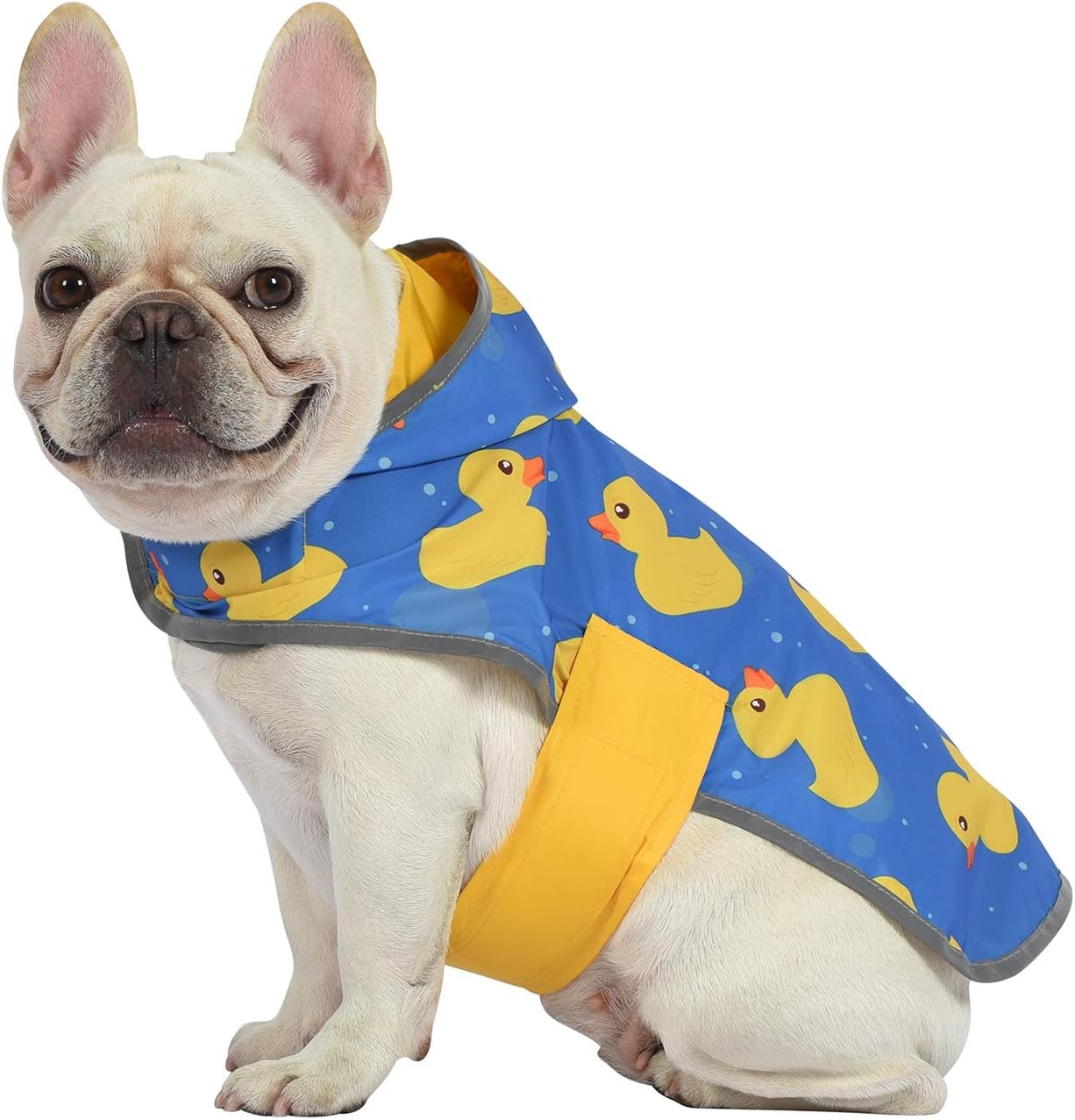 image:imageHDE Reversible Dog Raincoat Hooded Slicker Poncho Rain Coat Jacket for Small Medium Large Dogs Buffalo Plaid Red SDucks Yellow