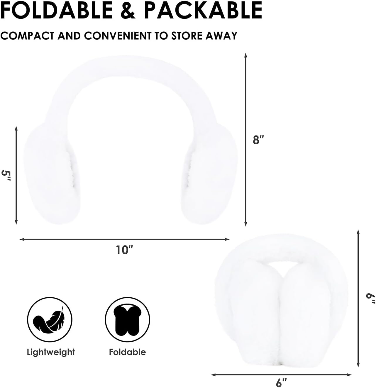 image:imageHDE Womens Fuzzy Faux Fur Earmuffs Cute Foldable Winter Ear Warmers with Rhinestone Charms Adjustable Outdoor Ear CoversWhite Snowflake Charm