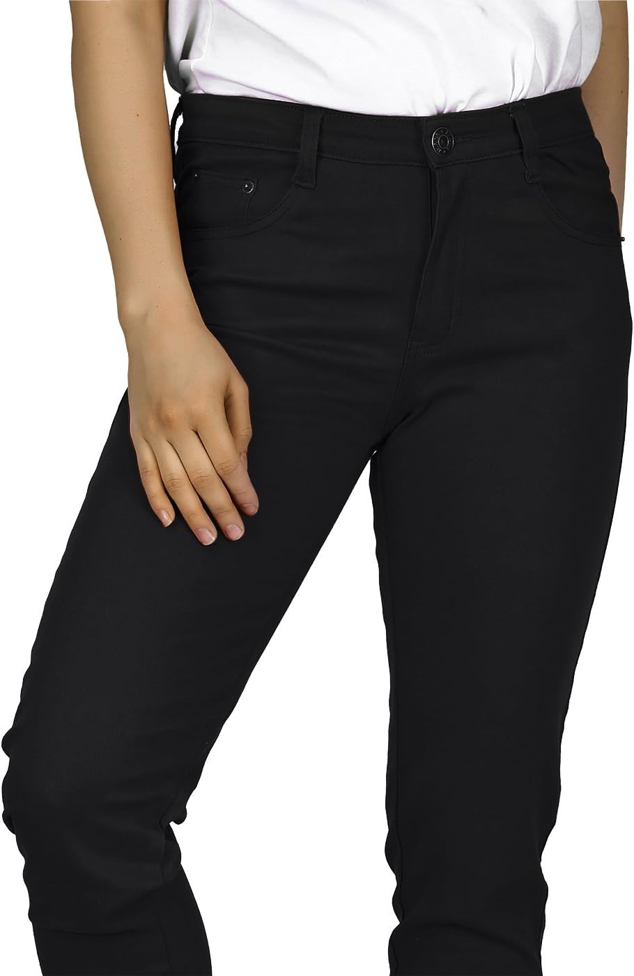 image:imageHDE Womens MidRise Stretchy Denim Slim Fit Skinny JeansBlack