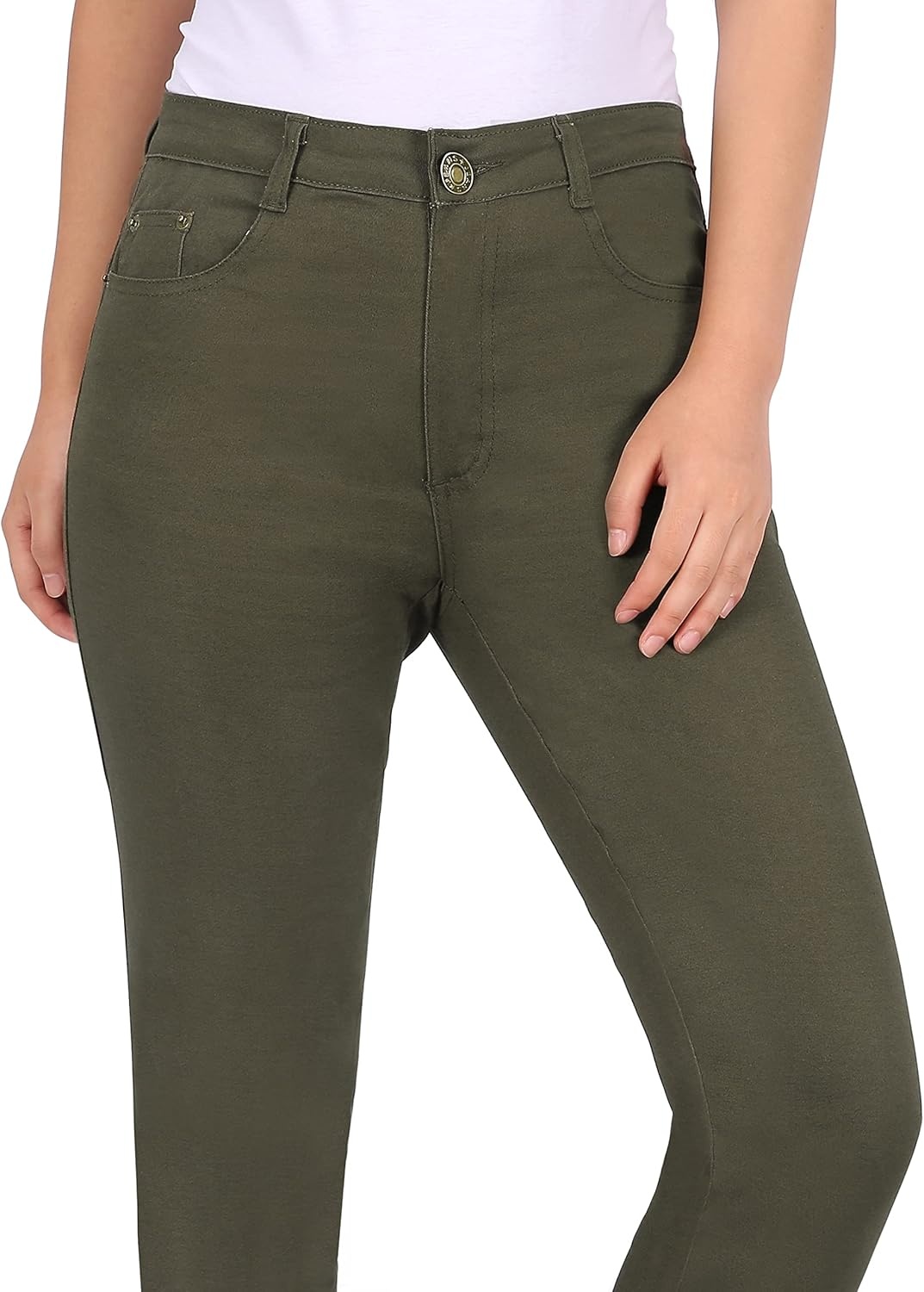 image:imageHDE Womens MidRise Stretchy Denim Slim Fit Skinny JeansOlive Green