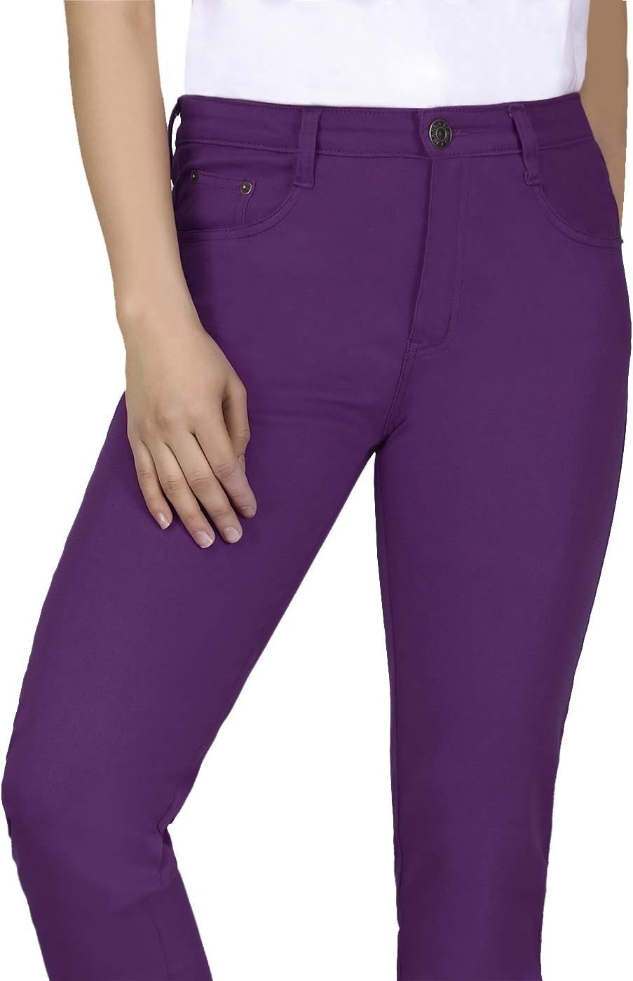 image:imageHDE Womens MidRise Stretchy Denim Slim Fit Skinny JeansPurple