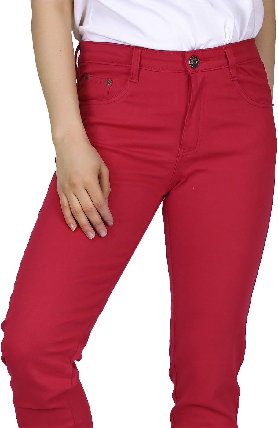 image:imageHDE Womens MidRise Stretchy Denim Slim Fit Skinny JeansRed