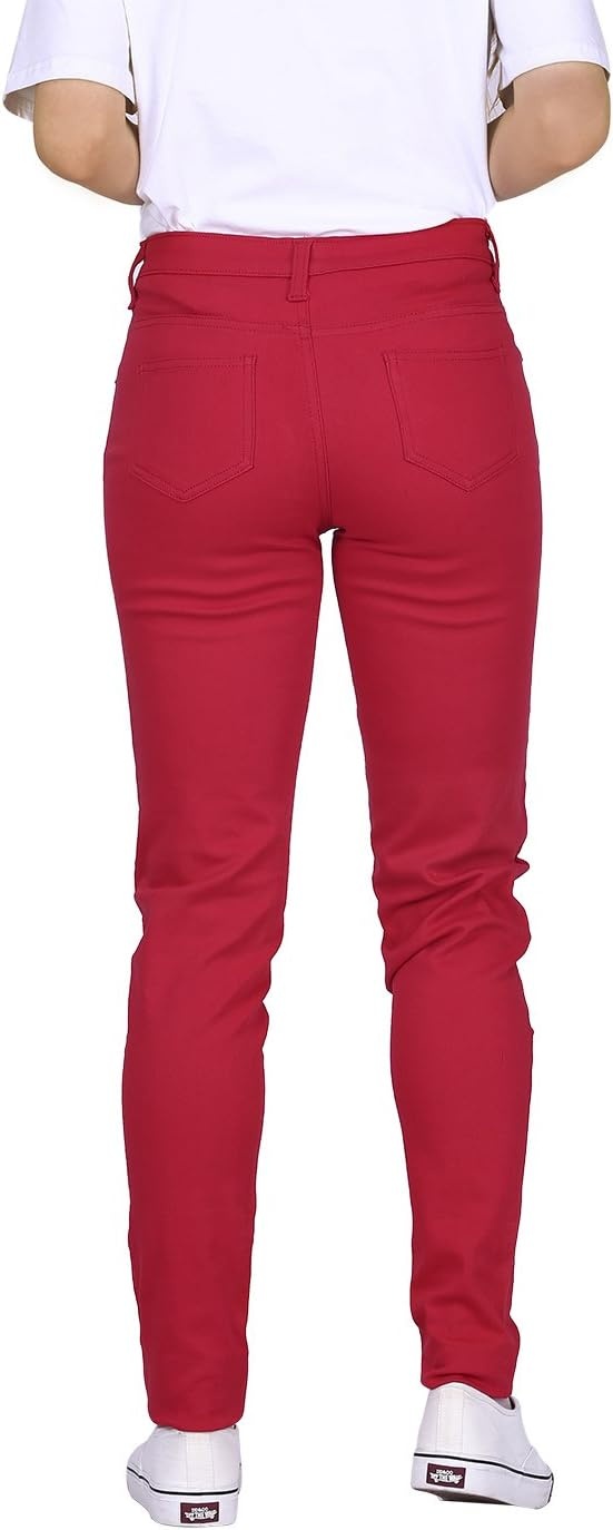 image:imageHDE Womens MidRise Stretchy Denim Slim Fit Skinny JeansRed