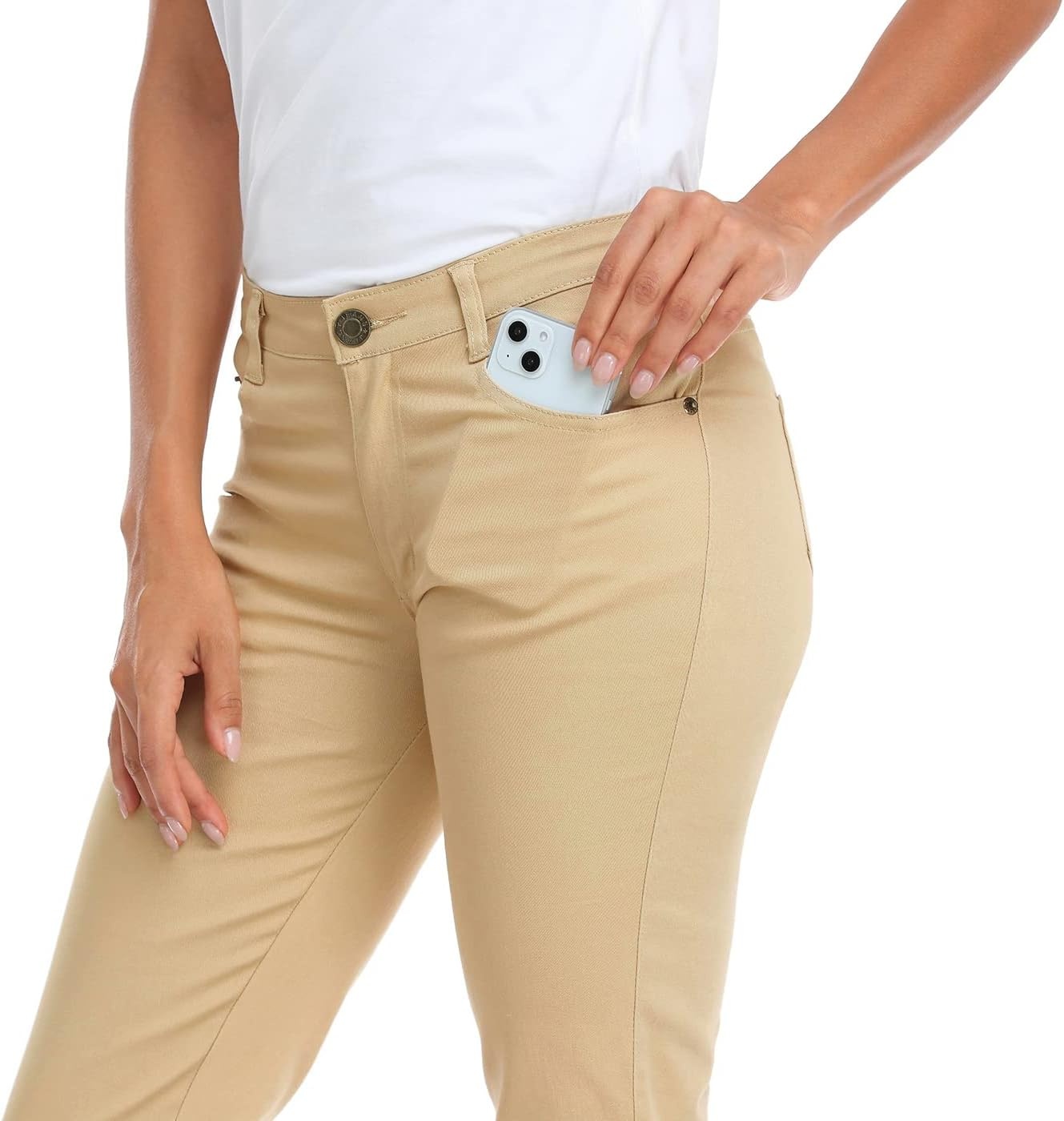 image:imageHDE Womens MidRise Stretchy Denim Slim Fit Skinny JeansVanilla