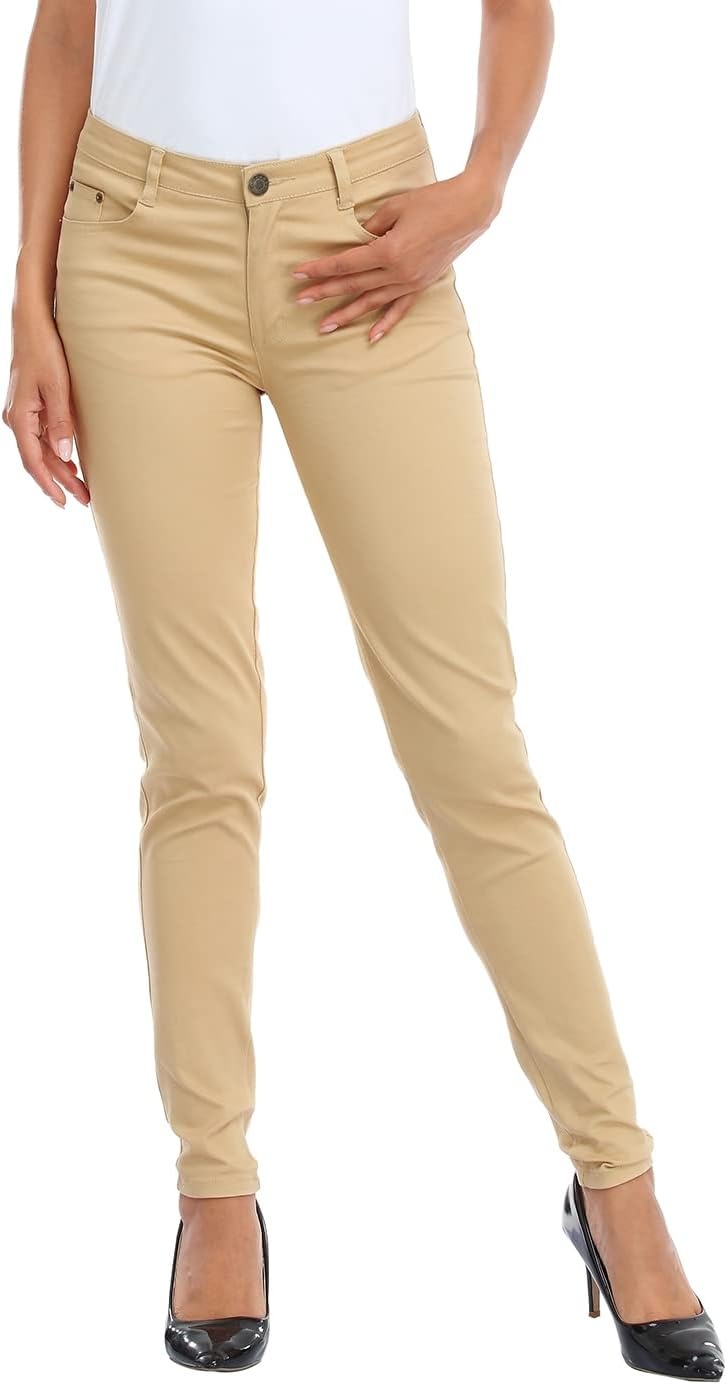 image:imageHDE Womens MidRise Stretchy Denim Slim Fit Skinny JeansVanilla