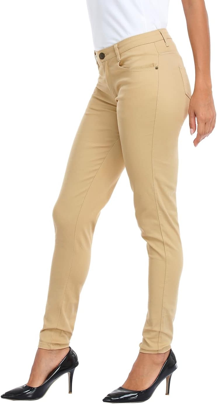 image:imageHDE Womens MidRise Stretchy Denim Slim Fit Skinny JeansVanilla