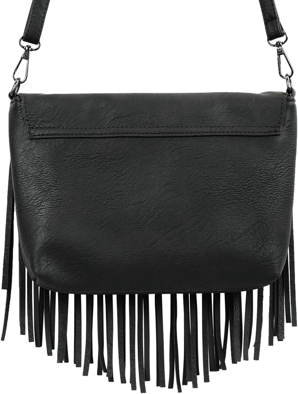 image:imageHDE Womens PU Leather Hobo Fringe Crossbody Tassel Purse Vintage Flap Envelope Handbag Western Sling Shoulder BagBlack