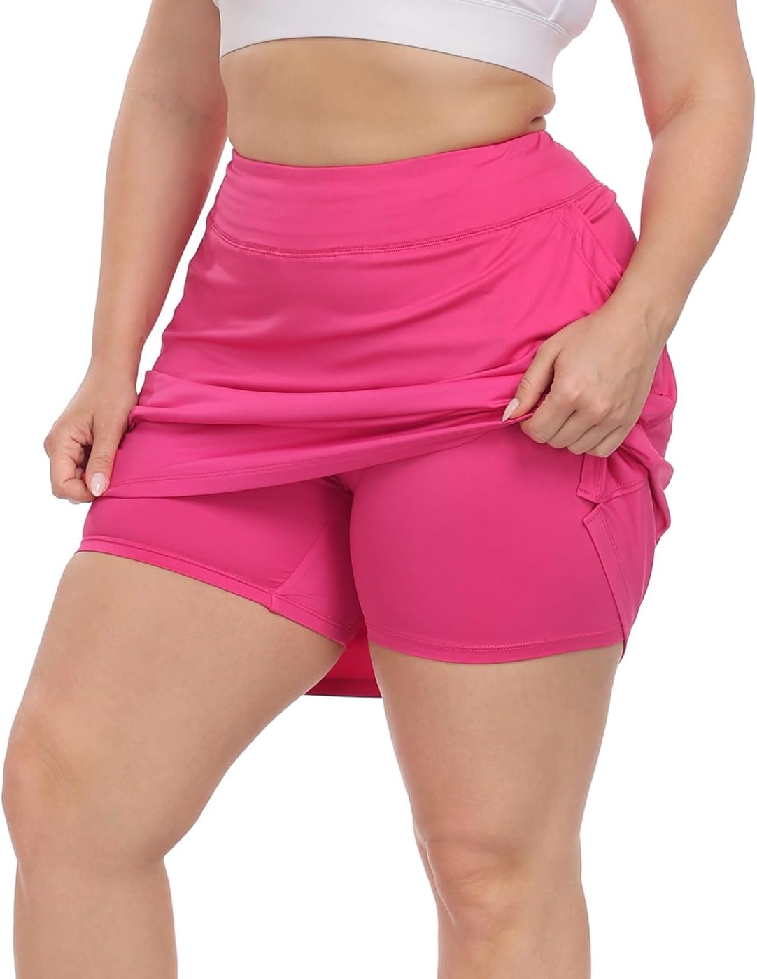 image:imageHDE Womens Plus Size Athletic Skort Golf Tennis Skirt with Bike Shorts amp PocketsHot Pink