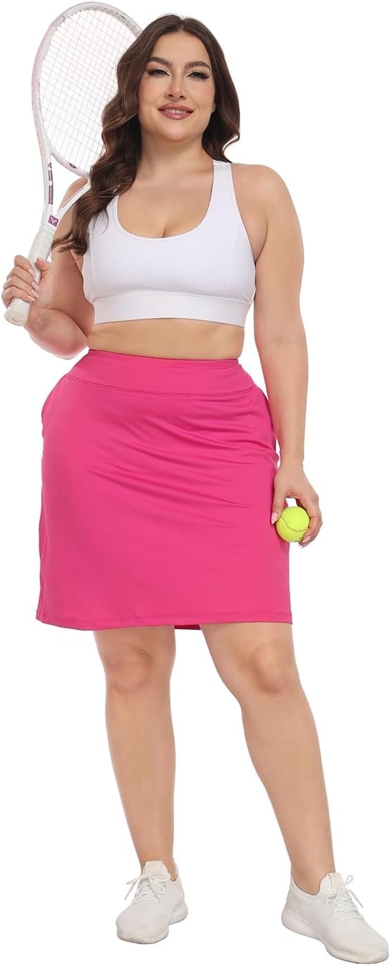 image:imageHDE Womens Plus Size Athletic Skort Golf Tennis Skirt with Bike Shorts amp PocketsHot Pink
