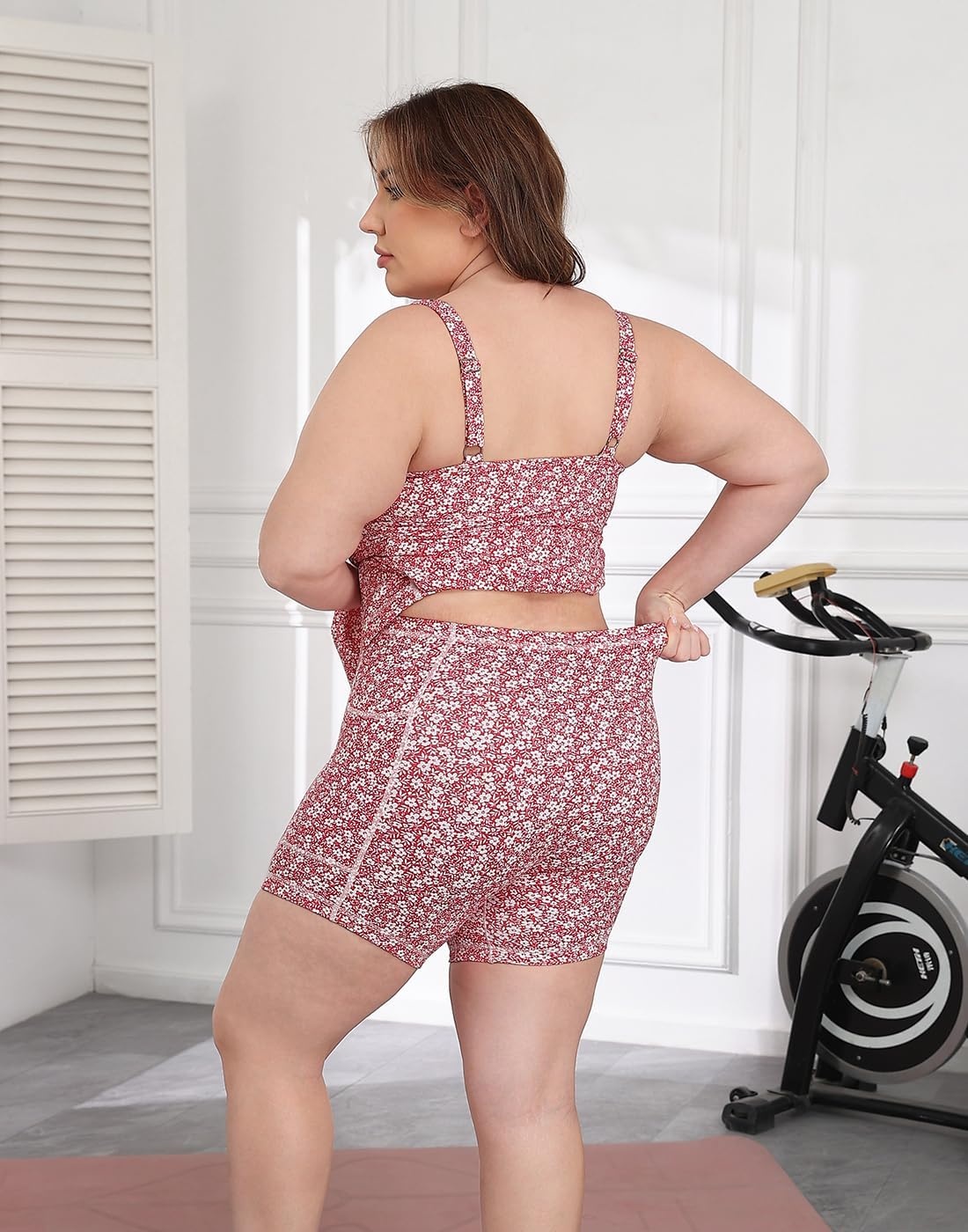 image:imageHDE Womens Plus Size Easy Quick Slip Tennis Dress Square Neck Workout Athletic Golf Active Dresses Builtin Shorts and BraStrawberry Floral