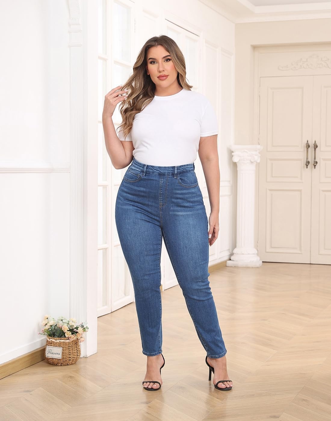 image:imageHDE Womens Plus Size Skinny Jeans with PocketsBlue