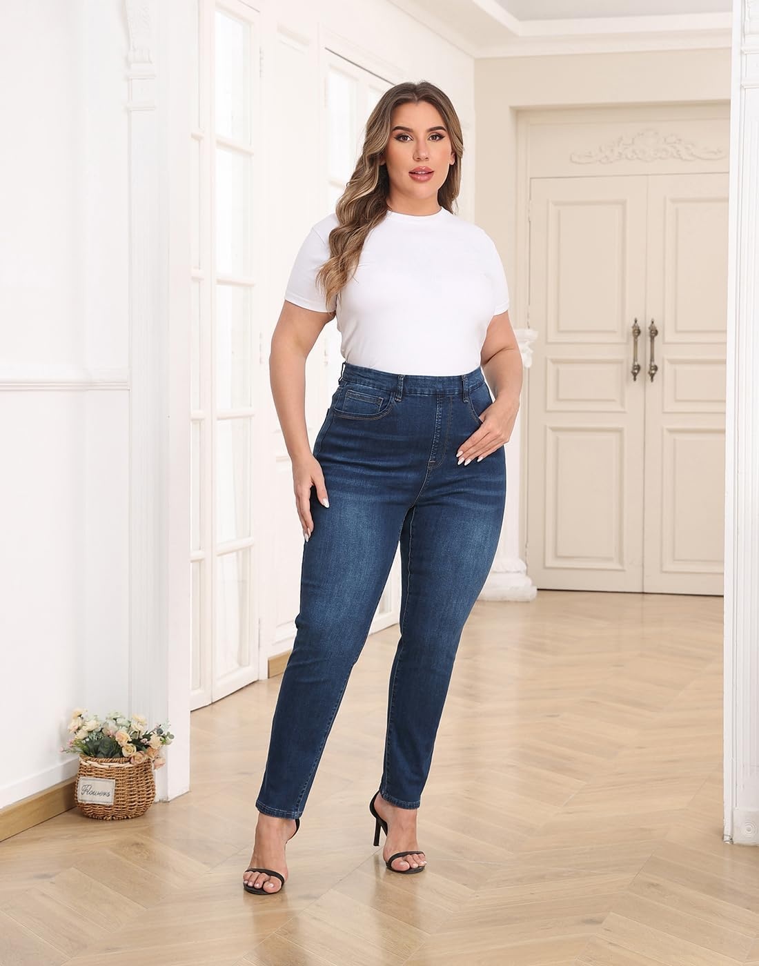 image:imageHDE Womens Plus Size Skinny Jeans with PocketsDark Blue
