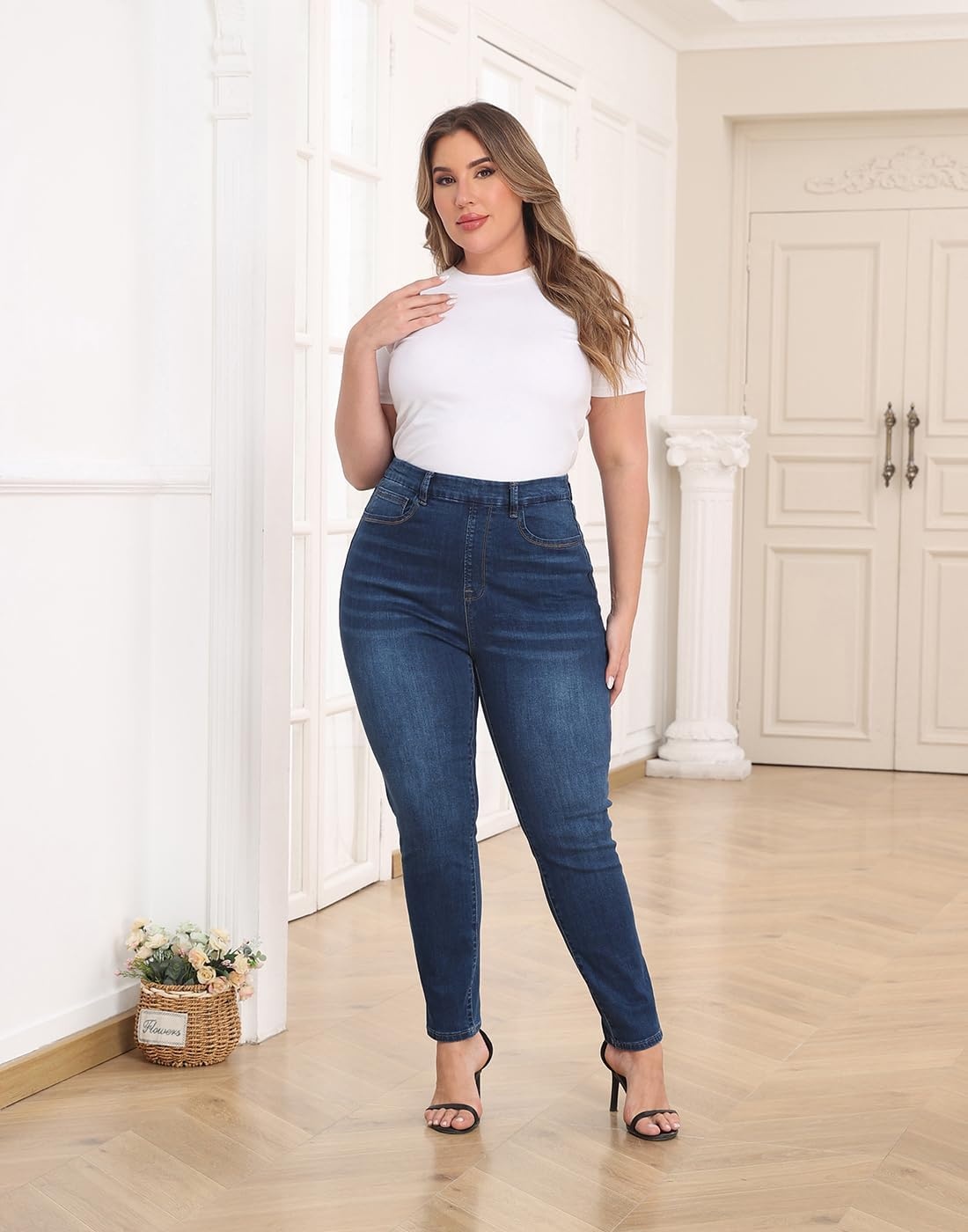 image:imageHDE Womens Plus Size Skinny Jeans with PocketsDark Blue