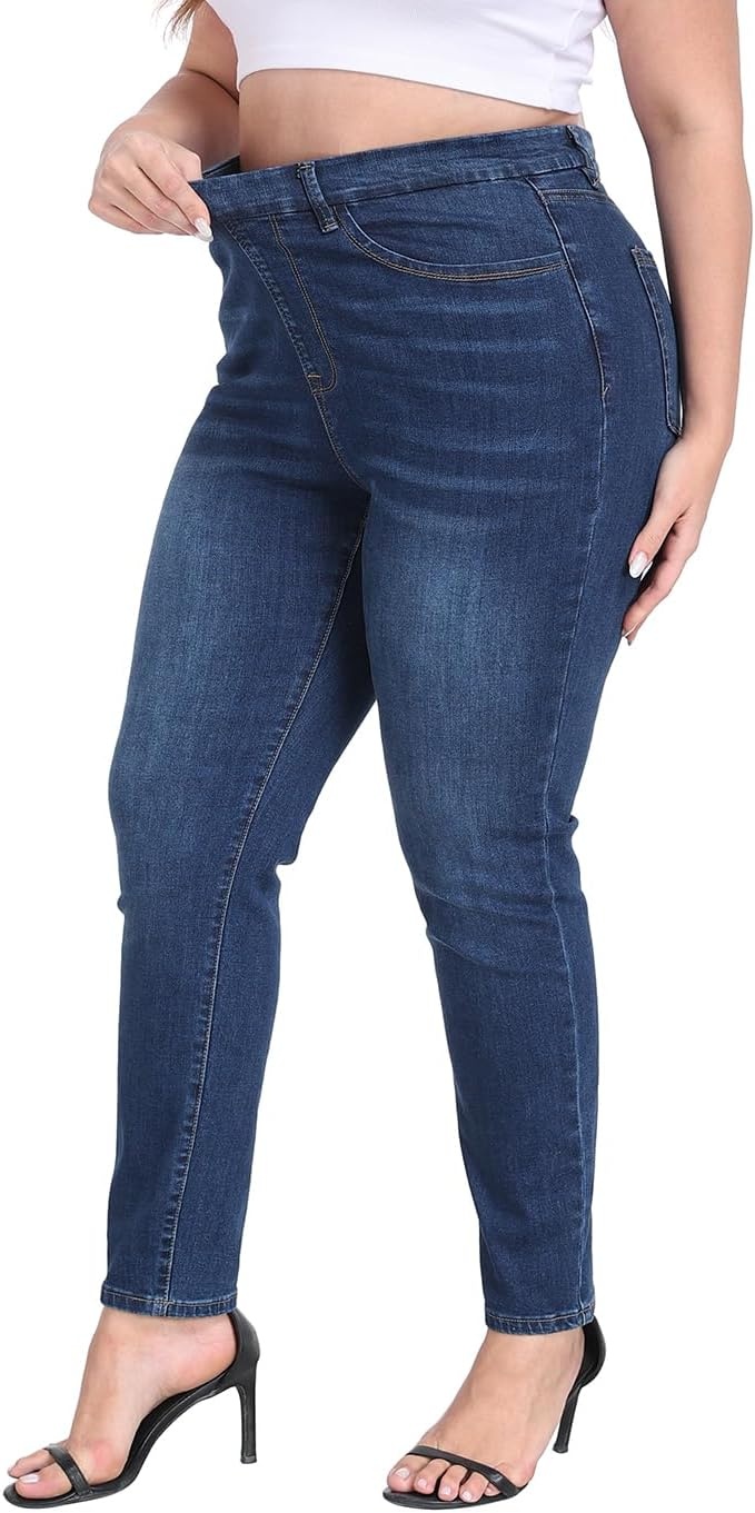 image:imageHDE Womens Plus Size Skinny Jeans with PocketsDark Blue