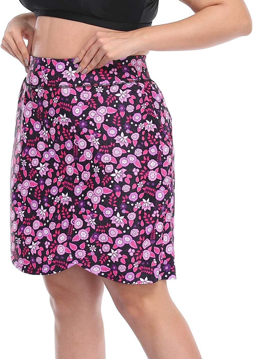 image:imageHDE Womens Plus Size Skort Skirt with Bike Shorts Active Golf Swim Skirt Pockets70s Floral