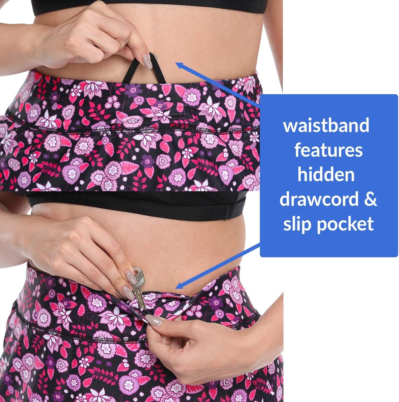image:imageHDE Womens Plus Size Skort Skirt with Bike Shorts Active Golf Swim Skirt Pockets70s Floral