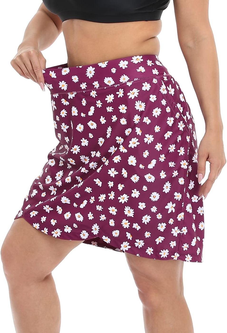 image:imageHDE Womens Plus Size Skort Skirt with Bike Shorts Active Golf Swim Skirt PocketsBurgundy Daisy