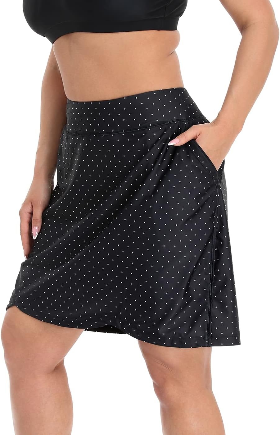 image:imageHDE Womens Plus Size Skort Skirt with Bike Shorts Active Golf Swim Skirt PocketsPolka Dots