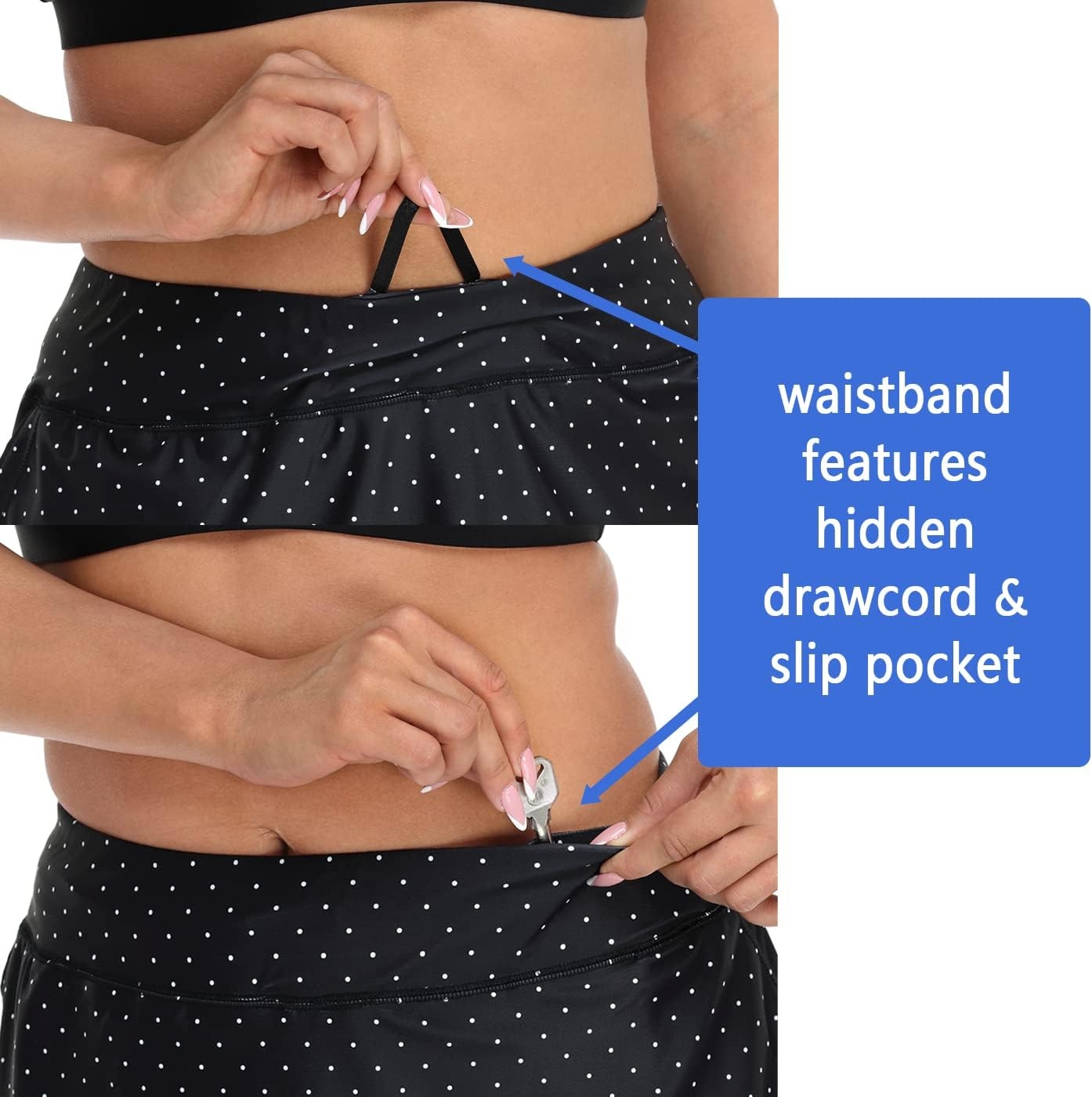 image:imageHDE Womens Plus Size Skort Skirt with Bike Shorts Active Golf Swim Skirt PocketsPolka Dots