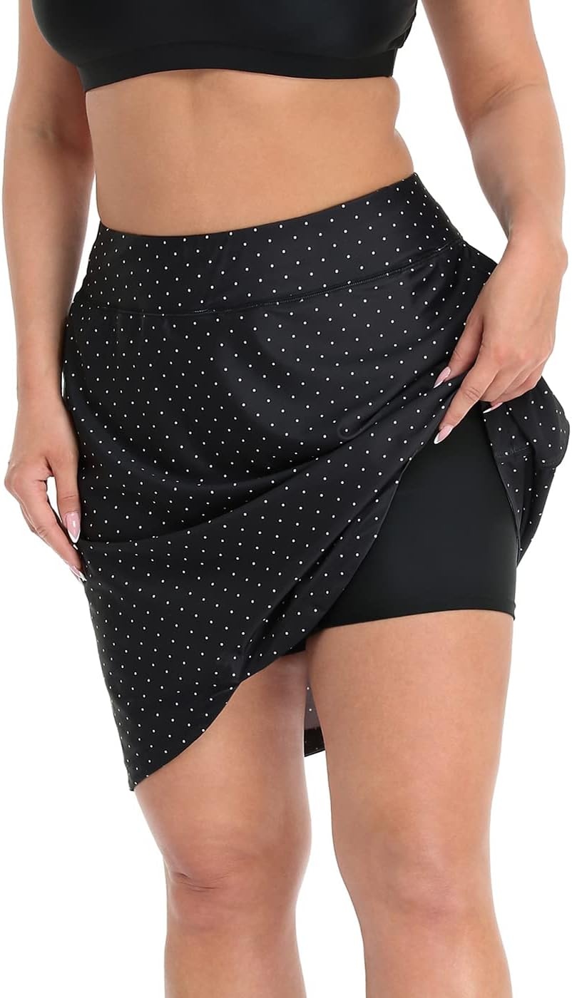 image:imageHDE Womens Plus Size Skort Skirt with Bike Shorts Active Golf Swim Skirt PocketsPolka Dots