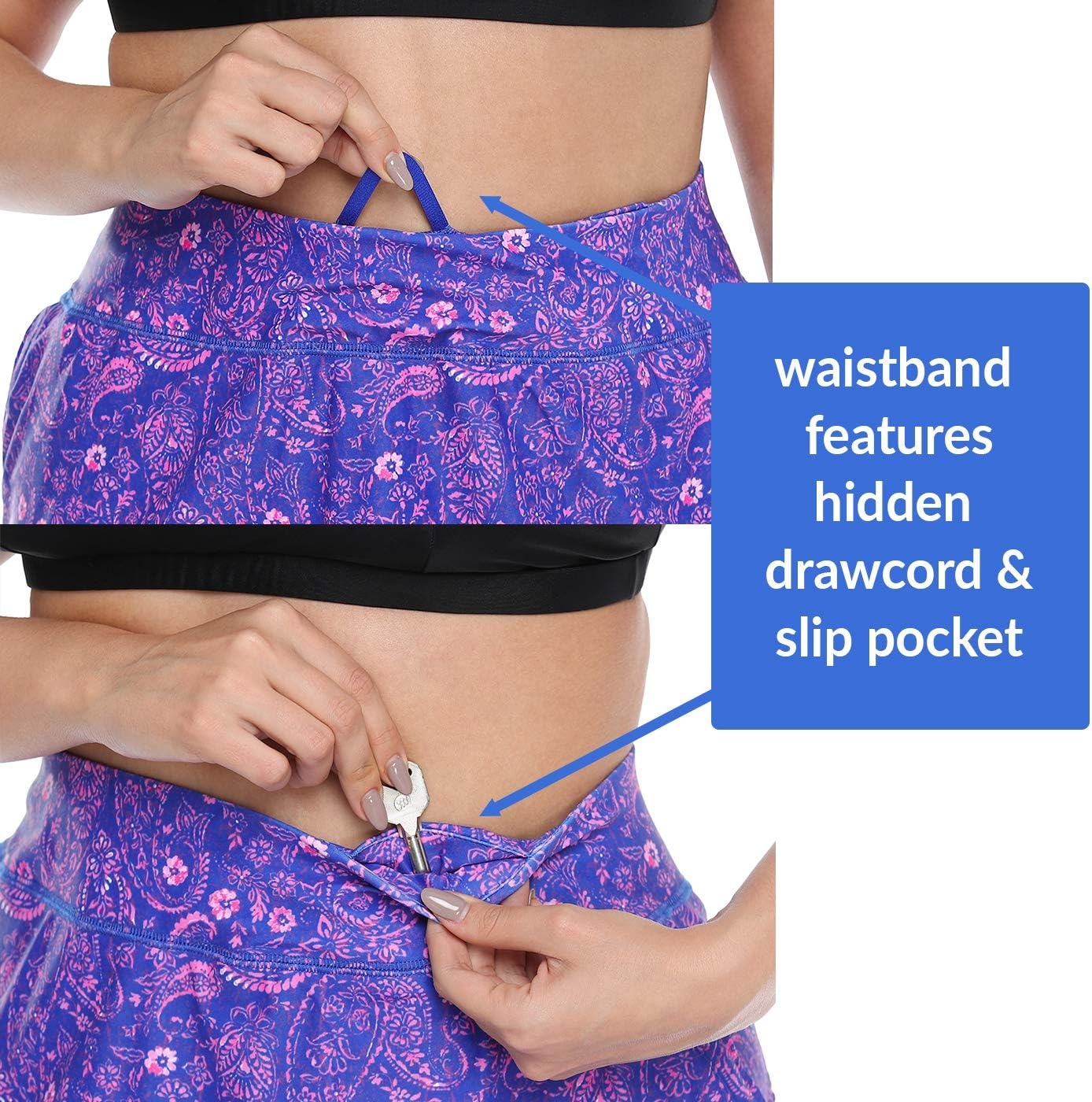 image:imageHDE Womens Plus Size Skort Skirt with Bike Shorts Active Golf Swim Skirt PocketsRoyal Blue Paisley