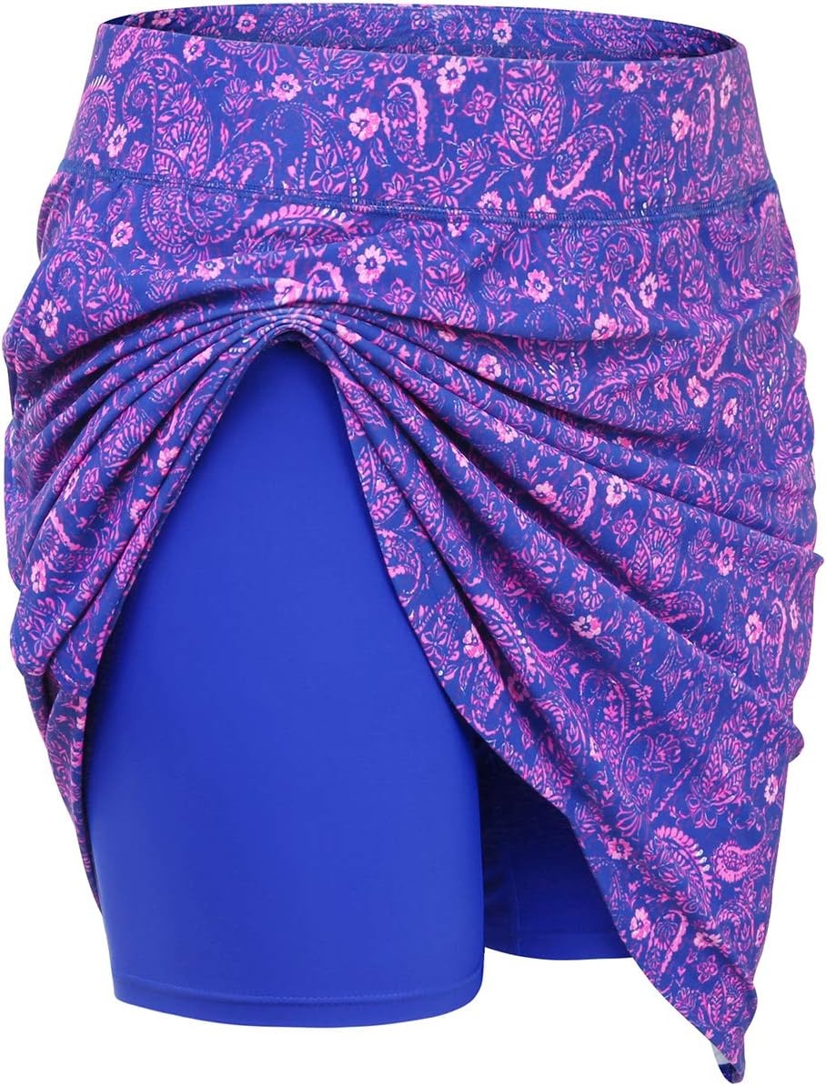 image:imageHDE Womens Plus Size Skort Skirt with Bike Shorts Active Golf Swim Skirt PocketsRoyal Blue Paisley