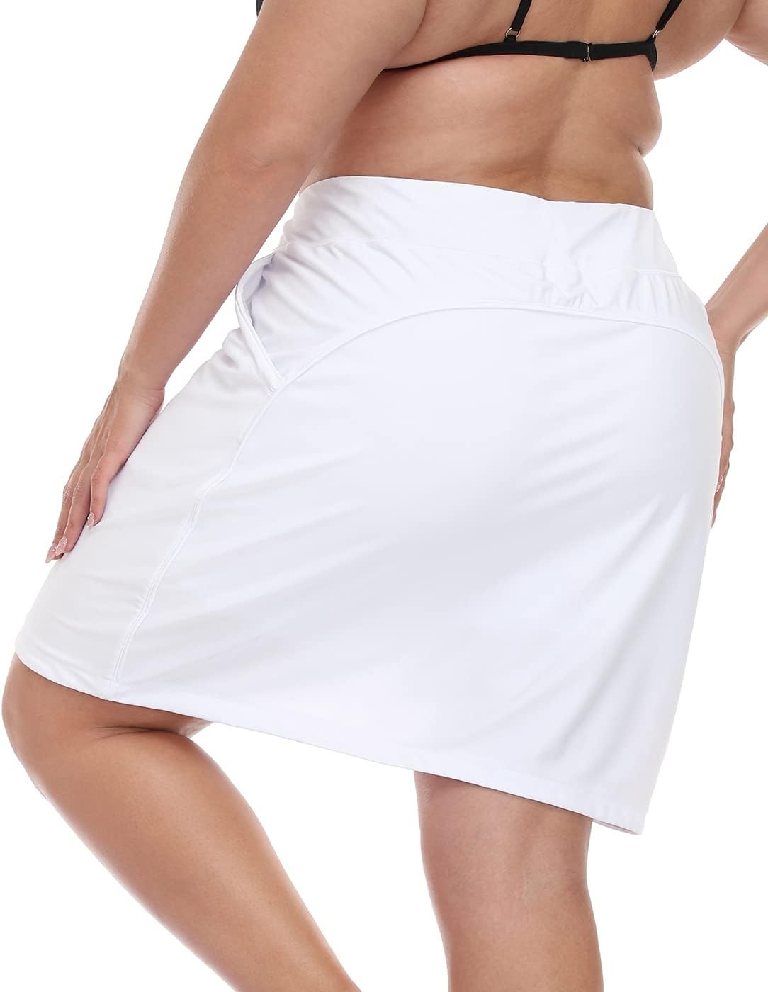 image:imageHDE Womens Plus Size Skort Skirt with Bike Shorts Active Golf Swim Skirt PocketsWhite